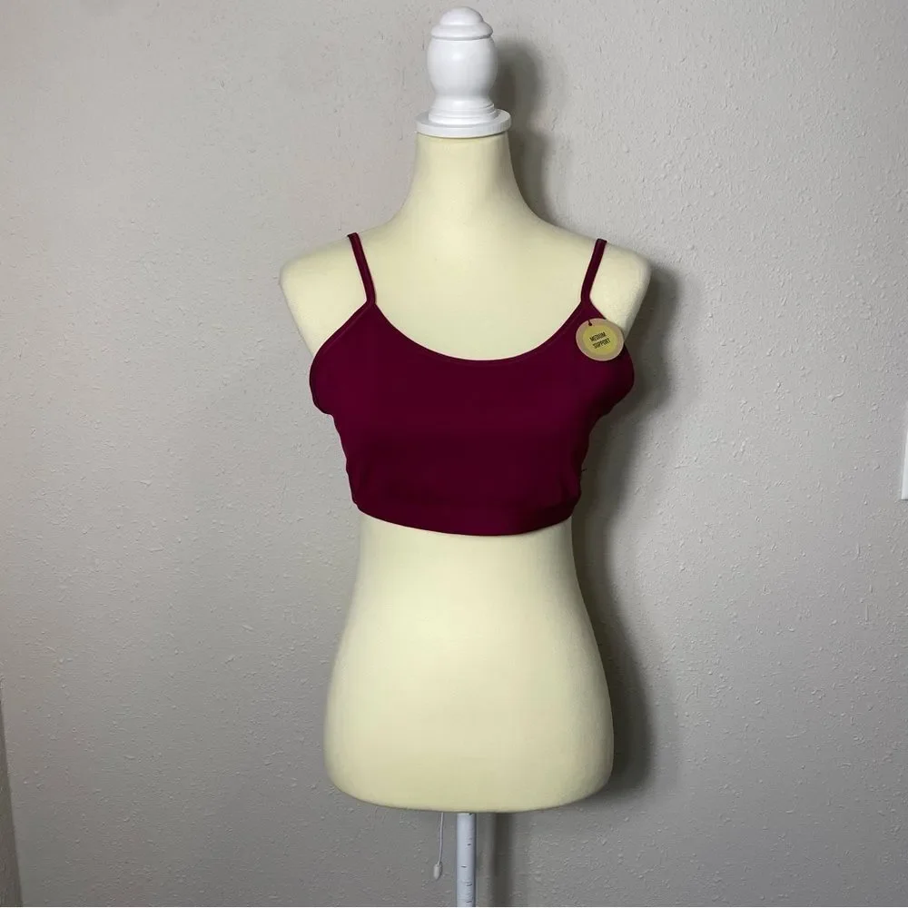 NWT Reebok Sports Bra Fushia Open Back w/ Straps Work Out Yoga Womens Size Large